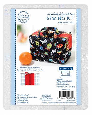 This stylish insulated lunchbox sews up quickly. With finished dimensions of 10 x 6 x 7 inches, this large bag can easily hold lunch for two. Kit includes insulated stabilizer printed with sewing pattern, Zippity-Do-Done™ pre-sewn zipper in Red, webbing for handles, plastic interior base for added bag stability and detailed instructions.  Color: Red Size: 10in x 6in x 7in Use: Kit to make a Tote.