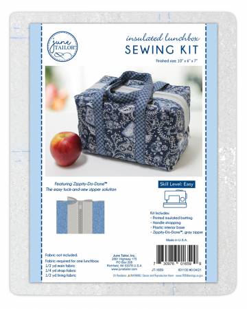 This stylish insulated lunchbox sews up quickly. With finished dimensions of 10 x 6 x 7 inches, this large bag can easily hold lunch for two. Kit includes insulated stabilizer printed with sewing pattern, Zippity-Do-Done™ pre-sewn zipper in Red, webbing for handles, plastic interior base for added bag stability and detailed instructions.  Color: Red Size: 10in x 6in x 7in Use: Kit to make a Tote.