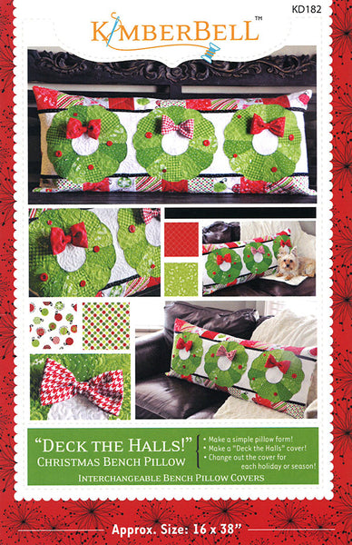 Kimberbell pillow pattern. Both pillows approximate size are 16"x38". Perfect pillow for bench decoration during the holidays!