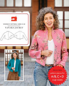 A cross between a blazer and a cardigan, this chic, unlined jacket is semifitted, slightly cropped, and includes several unique features: a cutaway silhouette, cut-on sleeves, a sleeve gusset for better movement and fit, and a gentle stand-up collar. With no set-in sleeve and no closures, this style is fun and easy to sew as well as versatile to wear.