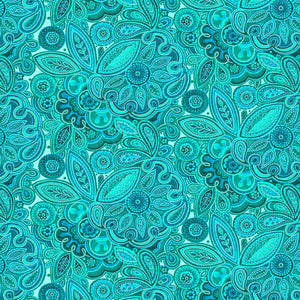 This fabric is for Ovarian Cancer awareness - white fabric covered in teal flowers and leaves - show your support! 