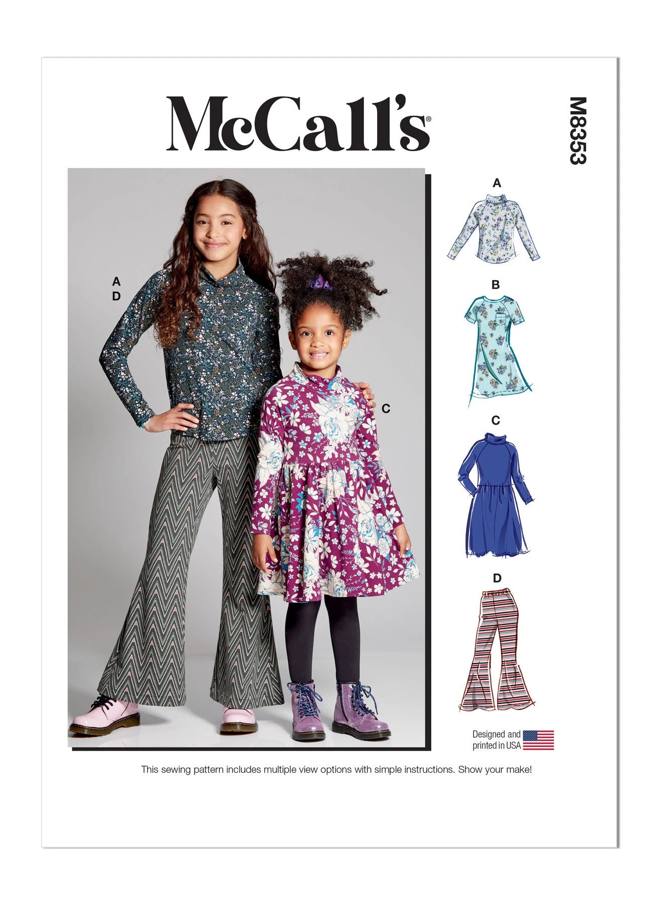 Girl's top, dress and pants. Intended for knits only  For sizes 7-8-10-12-14