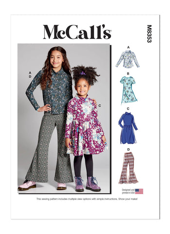 Girl's top, dress and pants. Intended for knits only  For sizes 7-8-10-12-14