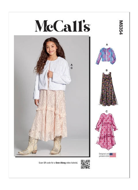  Girl's slip dress with faux fur jacket For sizes7-8-10-12-14