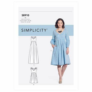 Size 14-22  Dress with sleeves in 2 lengths and skirt in 2 lengths.   Fabrics -Challis, chambray, cotton lawn, linen types, lightweight poplin, silky types
