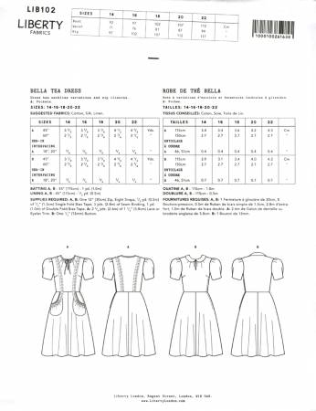 Liberty Sewing Club pattern by Liberty of London.  Classic day dress with a puffed sleeve.  Perfect for sipping a cupa tea!