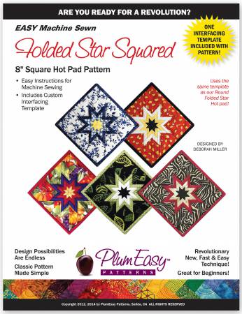 Folded star Squared Hot Pad is a new pattern for the classic 8" square folded star hot pad. My pattern teaches how to make this star entirely different than the old fashioned way. I have reinvented the method to make them and it's EASY and FUN, no measuring or drawing.