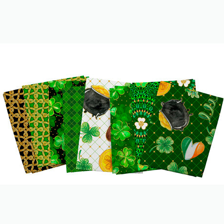 Whimsical and sophisticated Irish motifs mix for a collection fit for a leprechaun. Celebrate Irish heritage and create heirloom quilts, apparel, tabletop décor, and holiday accents! ©Kate Ward Thacker