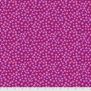 Dot your Eyes in Magenta from the Bright Eyes Collection by Anna Maria for Freespirit Fabrics.  Small pink and red eyes & lashes on a magenta background.  100% Cotton, 44/5"