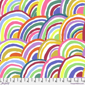 Super playful and colorful rainbow pattern! This fabric is sure to put a smile on your face  Get creative with this fun Kaffe fabric 