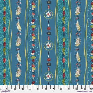 This fabric is designed by Odile Bailloeul for FreeSpirit. Beautiful feathers, flowers, dots and colors! This striped fabric would make gorgeous projects.