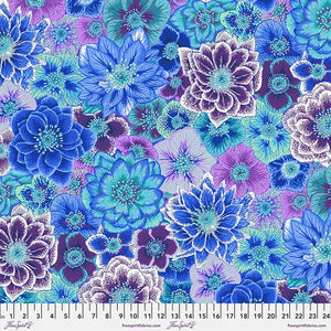 Traditional Kaffe floral! This is a beautiful cool toned floral toss. Icey blues, purple, whites, turquoises. Perfect for fussy cutting, quilting, and even light enough for clothing. 