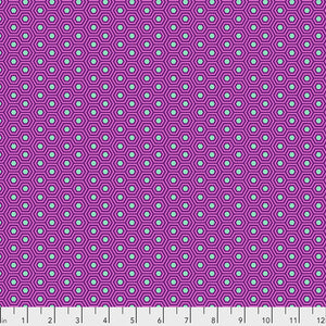 This hexy print from Tula is a fan favorite. Featuring a bright aqua center with magenta and purple outlining it.
