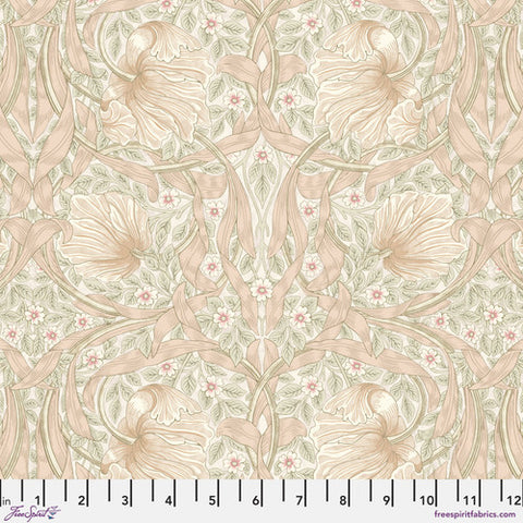 Beautiful Morris & co fabric is covered in traditional style leaves with floral designs. This fabric is a soft blush pink with hints of light sage green. Very soft fabric - lightly colored, perfect for any kind of project!