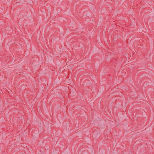 100% Rayon - Island Batik Pink Pirouette Rayon Fabric. Find hidden hearts in this swirly pink rayon! This lovely playful fabric has a soft hand and drapes beautifully. 