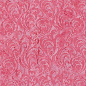 100% Rayon - Island Batik Pink Pirouette Rayon Fabric. Find hidden hearts in this swirly pink rayon! This lovely playful fabric has a soft hand and drapes beautifully. 