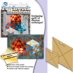 You asked for it and here it is! Patchwork Illusions is one of Karen's most requested patterns. Visual depth has fascinated artists for centuries, Karen has developed a quick and easy rotary technique that allows you to make quilts with a 3-D look.