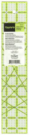 The Omnigrip 2.5in x 12.5in ruler is ideal for cutting short strips and sashing; it has an extra 1/2in for seam allowances. Omnigrip rectangle rulers are used for cutting strips and trimming fabric edges during quilt making or when executing a variety of sewing and fabric craft projects. Use with a rotary cutter or a straight-edge blade. Patented non-slip backing to hold ruler in place during cutting; Heavy-duty durable acrylic material.