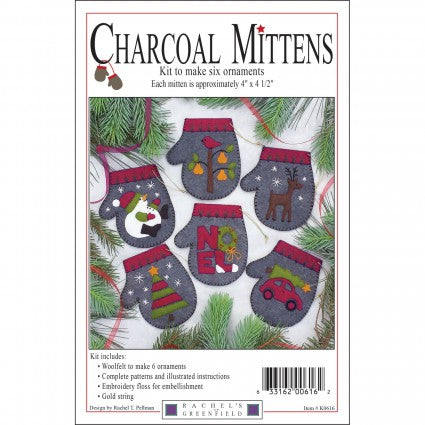 Everything you need to make six fun ornaments for the holidays.  Pattern, Felt and Floss included.