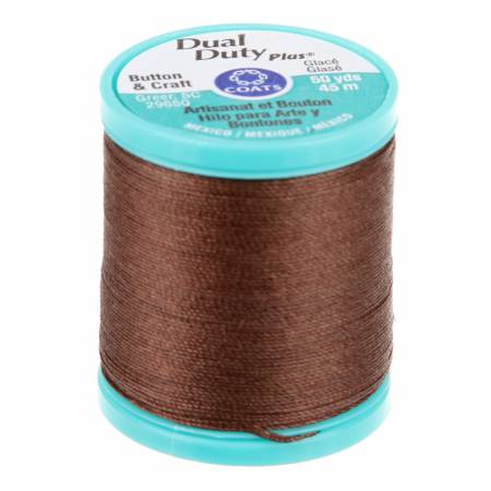 This thread is a cotton covered polyester with a polished glace finish to prevent tangling and abrasion. It's the strongest and heaviest hand sewing thread.