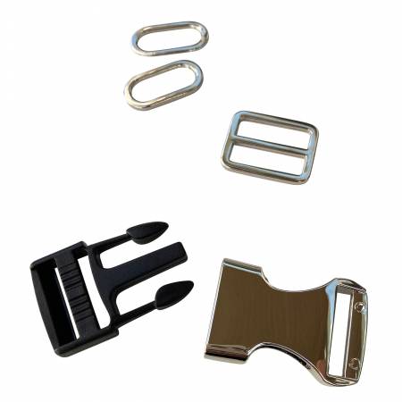 All the hardware you need to complete the Bum Bag! The Hardware kit includes one handle slide, two oval rings and one side release buckle to make the adjustable and easy on/off strap. This hardware kit is available in a nickel finish. 