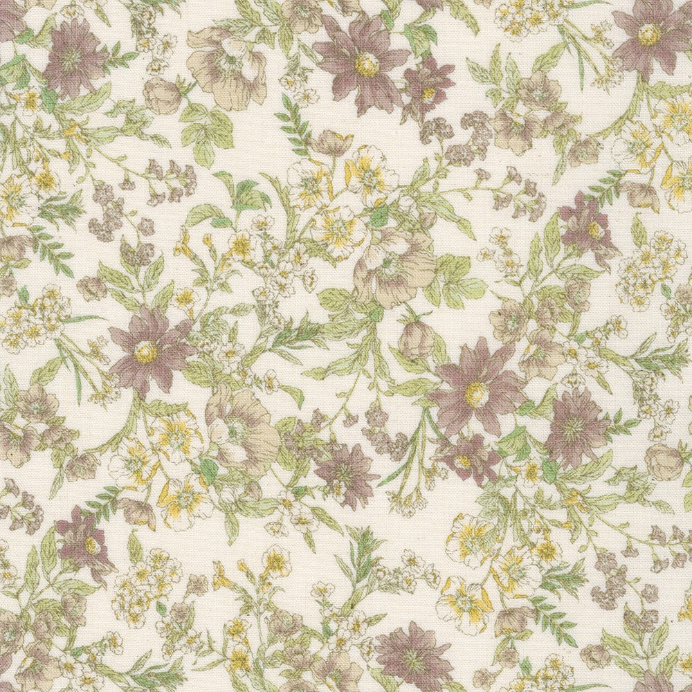 Beautiful light and bright floral print with blush-colored flowers and sage green leaves. This fabric is lightweight and would be perfect for garments. Very dainty and feminine!