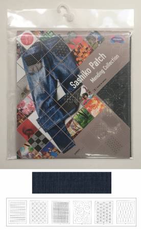Stitch and add to your fabric jeans, jackets and more.  Fabric: Olympus quality fabric - Sakizome-momen #OL100-U (Denim-look) Cloth Size: 40in x 8in Pre-printed pattern: 6 patterns, washout. Usage after stitching: Quilting, Patch-working and Mending.