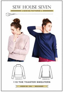 The Toaster Sweaters consist of two different high neck top designs to keep you toasty warm and stylish in the cooler months. They are both very simple to sew and perfect for sewists of all levels who want to try their hand at sewing knits. These sweaters are designed to be constructed using knit fabric with at least 20 percent stretch around the width of the body.
