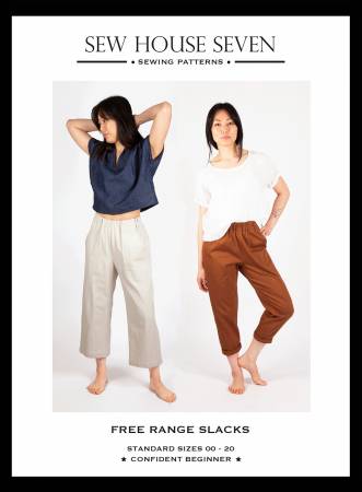 Feel free to roam in the comfort of a stylish elastic high waist when you wear the Free Range Slacks. There are two options, a tapered leg version and a straight, cropped version.