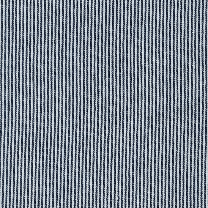 Traditional blue and white vertical stripe railroad denim.  98% Cotton Denim 2% spandex, 48in, 7.5oz