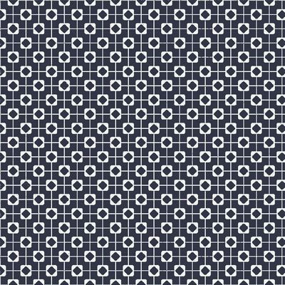 Geometric navy and white pattern.  95 cotton/5% elastane.  60" wide