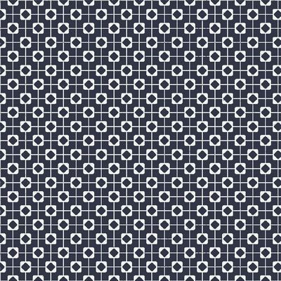 Geometric navy and white pattern.  95 cotton/5% elastane.  60" wide