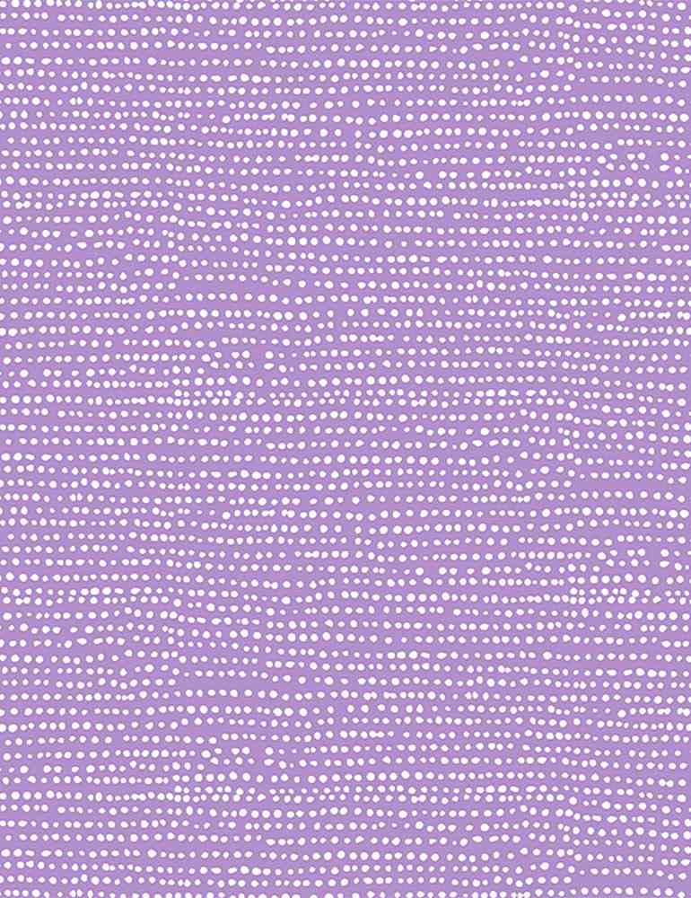 From Dear Stella, this lavender fabric is covered in tiny little white dots. This is such a fun fabric that pair well with so many others! Great alternative to a simple blender. 