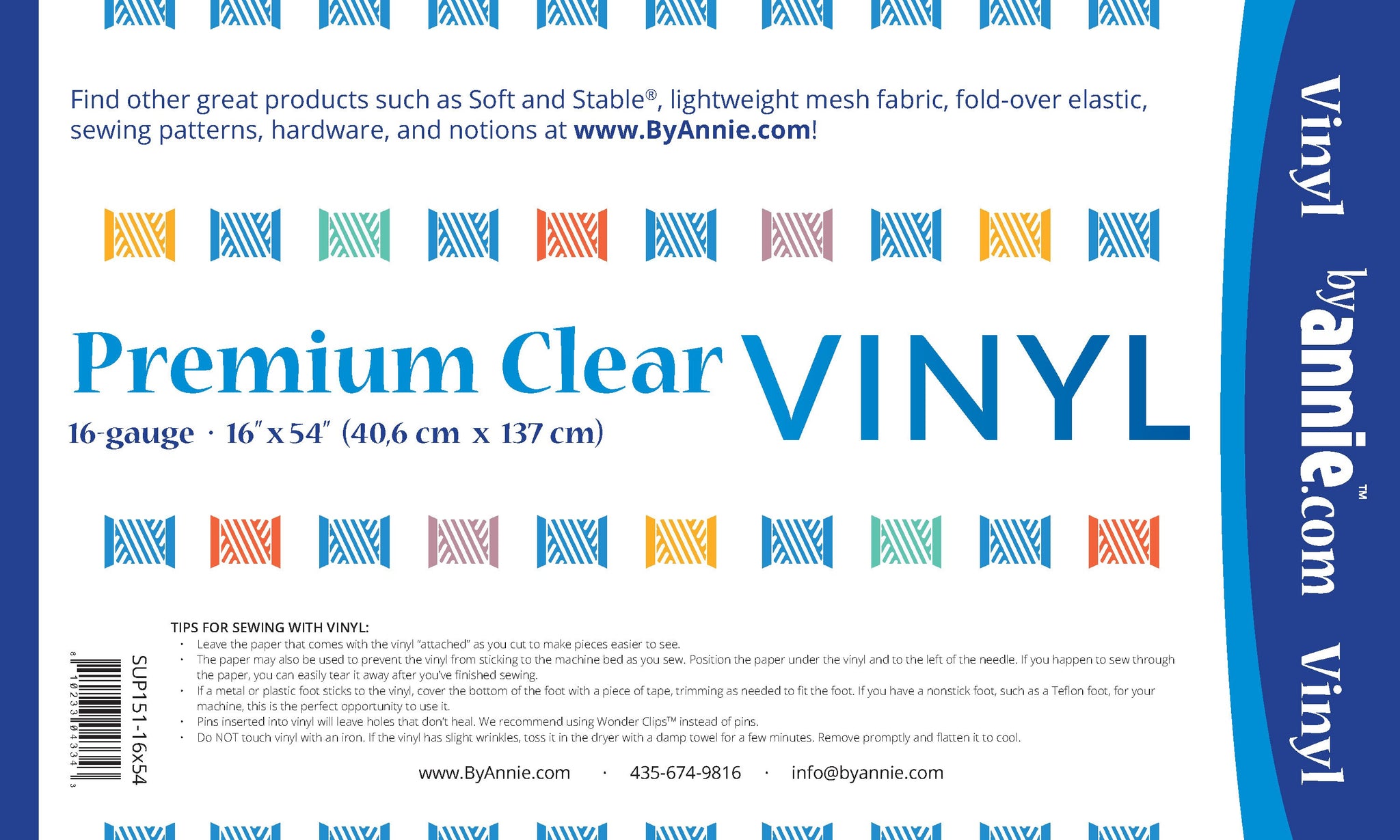 Premium Clear Vinyl 21" x 36"