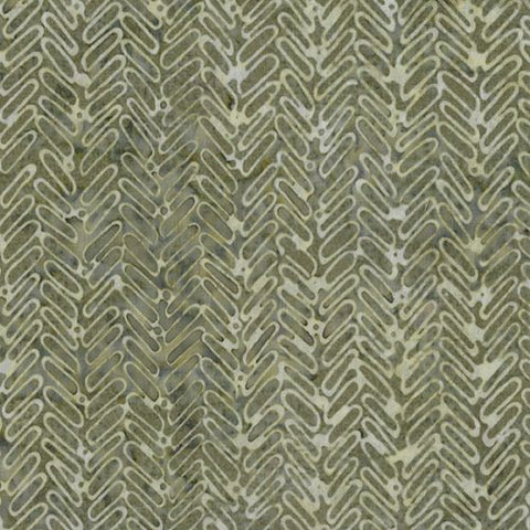 This beautiful soft rayon batik has a muted beige herringbone design on top of a subtle sage background. This is a perfect rayon for any season! Great for garments of any sorts.   100% Rayon 44"/45"