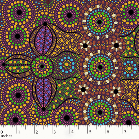 Bernadene depicted the corroboree ground. In all the tribal gatherings, many people gather around to celebrate corroboree. Her artworks beautifully depict men, women and children attending the corroboree. They often discuss religion, friendships and other social matters. All the attendees are destined to maintain pious dignity of corroboree. Nobody is allowed to break the social law.