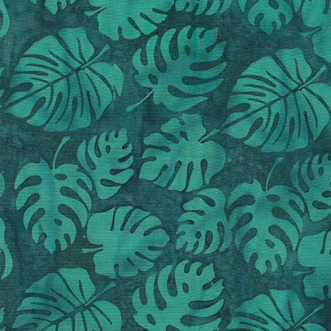 This beautiful soft rayon batik is covered in monstera leaves. A rich green/emerald color that is super flattering. Great for garments of any sorts. 