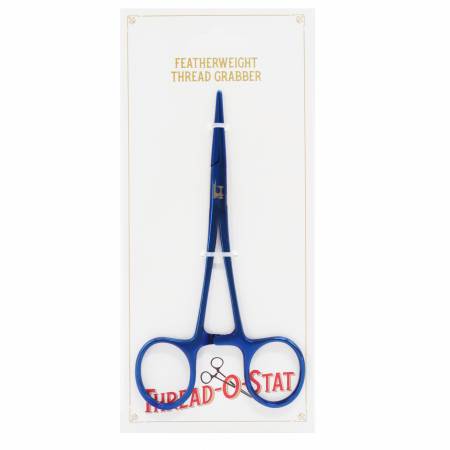 The Blue all-metal 6 inch, Thread-O-Stat Thread Grabber has a smooth jaw, so the thread is gripped tightly and securely as you clamp the handles together. Unlike a typical "hemostat" which has a toothed or jagged jaw (preventing a firm grip), the Thread-O-Stat is more like tweezers, only better! You will be able to grab a hold of that little thread as you take the proper steps to remove it and the Thread-O-Stat won't let go!
