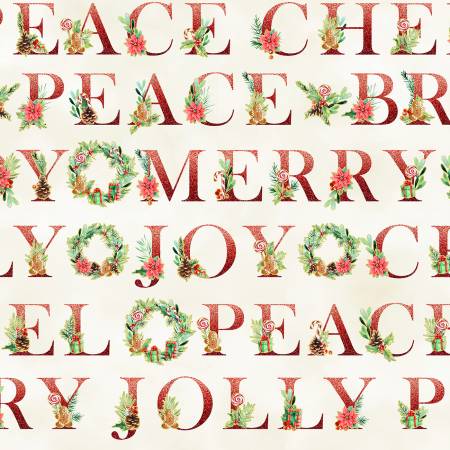 This festive fabric is covered in Christmas words. This would make a gorgeous backing for your quilting projects!  100% Cotton, 43/44in