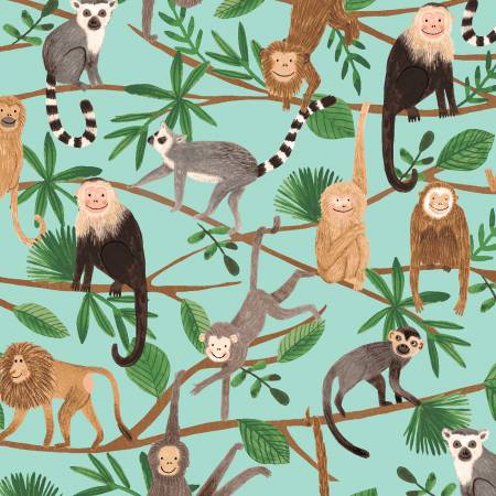 Ticket to the Zoo - Turquoise Monkeys – the-sew-op