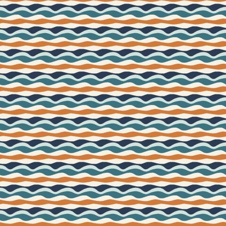 This wavy fabric consists of navy, light blue, orange and white! Pair it with a dark navy to add depth, or a fun white to brighten it up. The different waves give this fabric a whimsical appearance.   100% Cotton, 44/5".
