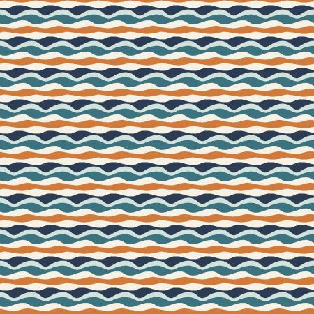 This wavy fabric consists of navy, light blue, orange and white! Pair it with a dark navy to add depth, or a fun white to brighten it up. The different waves give this fabric a whimsical appearance.   100% Cotton, 44/5".