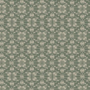 This beautiful fabric is from the I'll watch you fly collection from Cotton and Steel. Designed by Ash Cascade. This fabric is a sage green with white geometric design on top. This fabric has a western feel to it with the lines in the design. Beautiful blender!