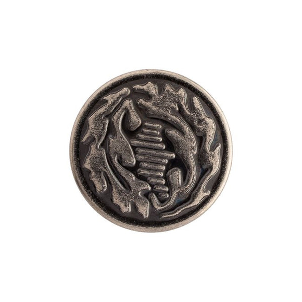 5 pack of 27L jean tack buttons. These are perfect for overalls, jeans, sailor pants, and more!   Some of these jean tacks have an oak leaf design in the middle, the others are smooth and flat. 