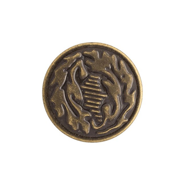 5 pack of 27L jean tack buttons. These are perfect for overalls, jeans, sailor pants, and more!   Some of these jean tacks have an oak leaf design in the middle, the others are smooth and flat. 