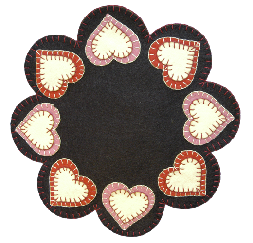 The Heart Mat Kit makes a great decoration for your special significant other, for valentines day, or for any occasion. The kit comes with precision pre-cut cream, pink and red hearts for the black base and red, cream and black hearts for the pink base. Everything you need is in the kit to make an 83⁄4″, two layer thick mat. It also includes the floss, needle, and instructions. Made in the USA of American Materials.