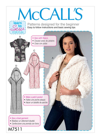Misses' shirt jacket with welt pockets and button front. Sleeves have pleats to add fullness. This is a great versatile jacket!