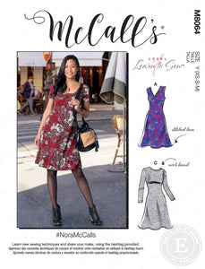 Misses' dress for knit fabrics. Customize sleeve length and hem length. This is a great pattern for beginners!
