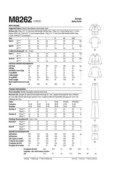 Men's pajama pattern - shorts or pants plus a top with collar and pockets.