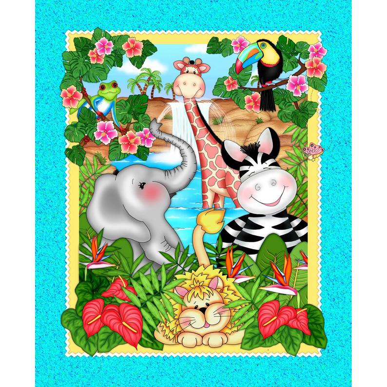Bazoople Waterfall Panel by Springs Creative. 100% Cotton, 36" x 44",  Kit includes 1 yard Roberk Kaufman Fusions Vibrations Leaf